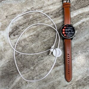 Fossil Smartwatch with Brown Leather Strap